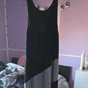 Spense Asymmetrical Black and Gray Dress